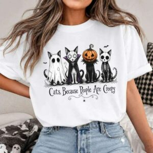 Creepy Cat Shirt, Gothic Feline Graphic Tee